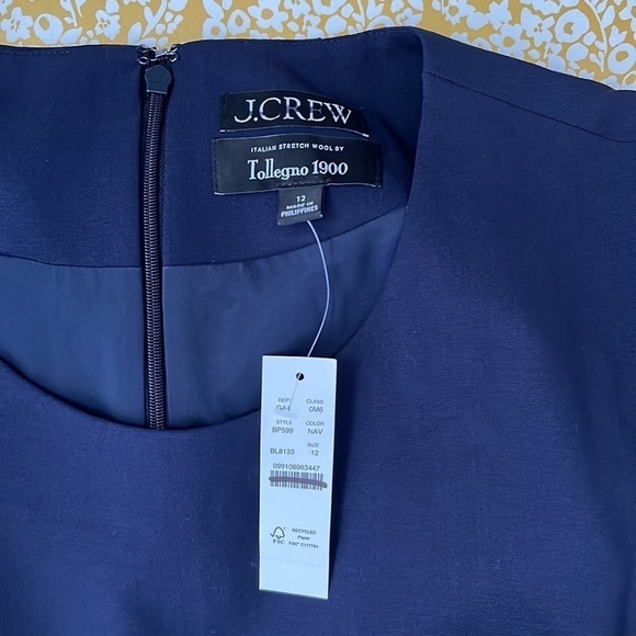 J. Crew Short sleeve mini dress in bi-stretch wool blend BP599 Navy 12 - Picture 4 of 5
